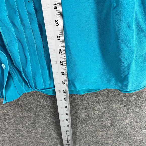 Kate Hill Blouse Women 18W Plus Blue V-Neck Tie Up Sleeveless Silk Wide Strap - Picture 7 of 8